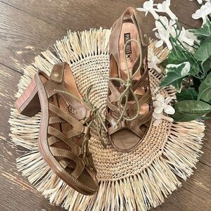 PIKOLINOS Womens Java W0K-0964 Caged Lace Up  Olive Leather Sandal‎ 7.5-8 / 38